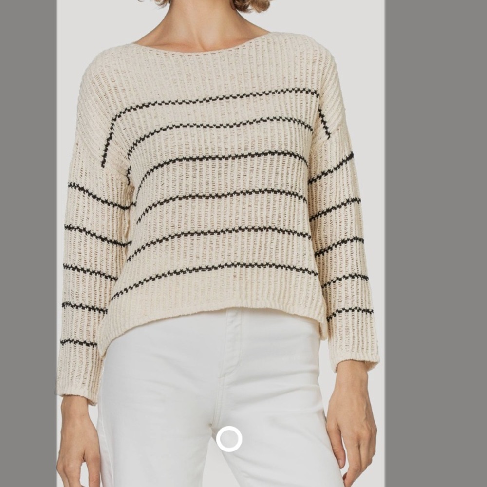 NWT Lilla P cream boatneck sweater with black stripes